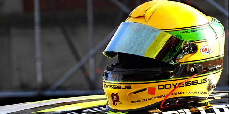 yellow racing helmet